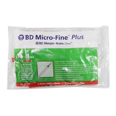Шприц BD инсулин микро-файн+ 1мл №10 (U40 G30 0,3х8)